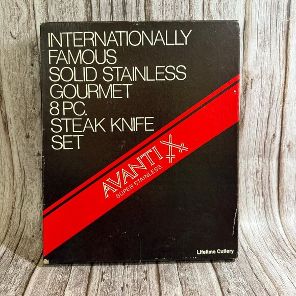 AvantiX Stainless Steel Gourmet 8 PC Steak Knives NIB Open Box READ - Picture 2 of 12